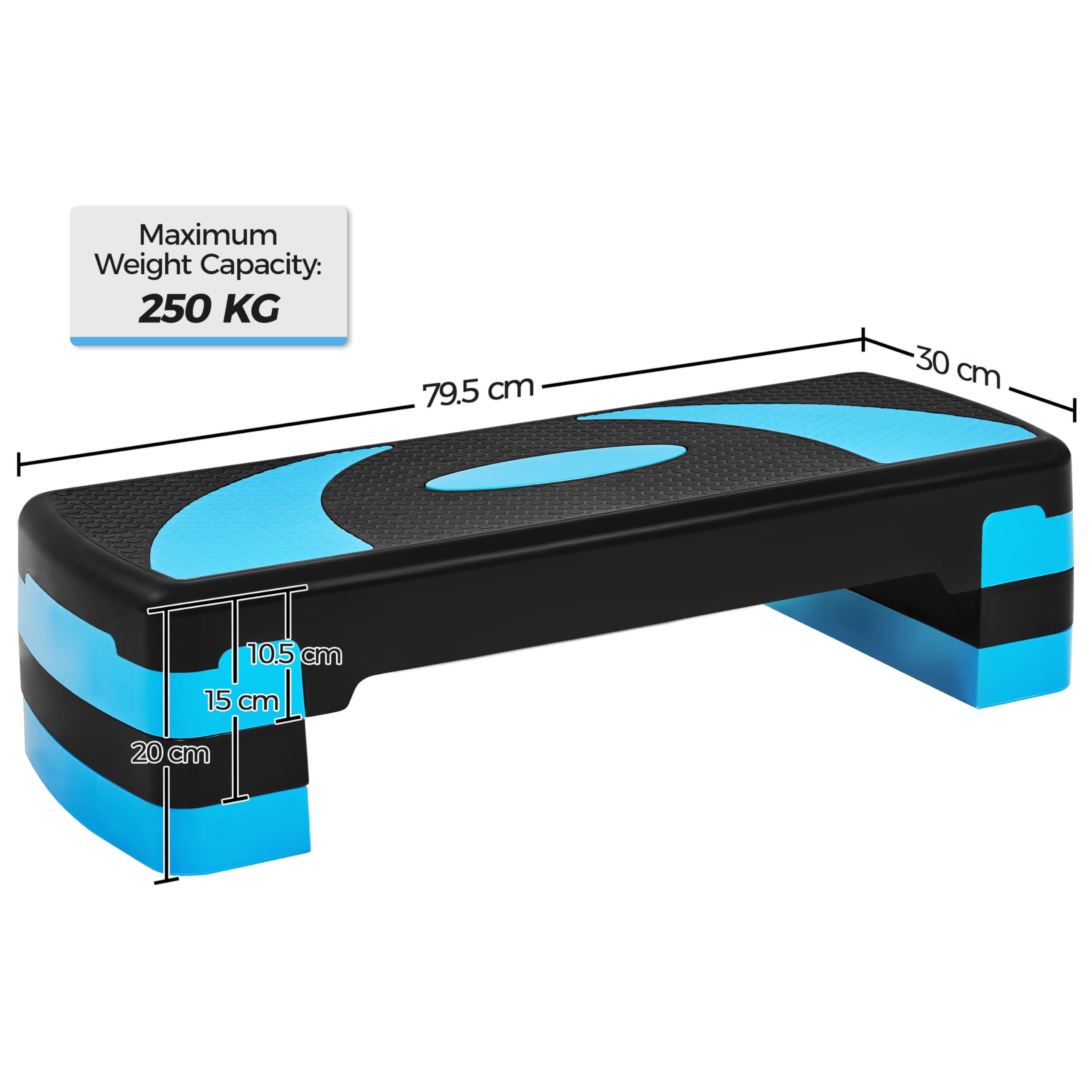 Abician Step de Fitness Stepper d'aérobic 79,5 x 30 x 20cm Réglable sur 3 Hauteurs Marche d'exercice pour Fitness à la Maison et au Bureau Bleu