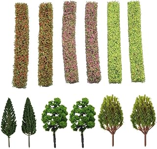 15 Pack Miniature Model Trees and Shrub Strips Railroad Scenery,