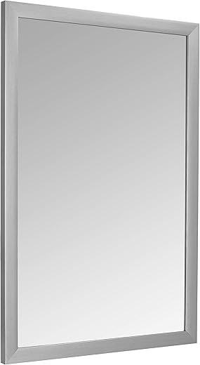 Amazon Basics Rectangular Wall Mount Mirror 24" x 36", Standard Trim, Nickel
