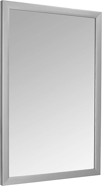 Amazon Basics Rectangular Wall Mirror 60.9 x 91.4 cm - Standard Trim, Nickel