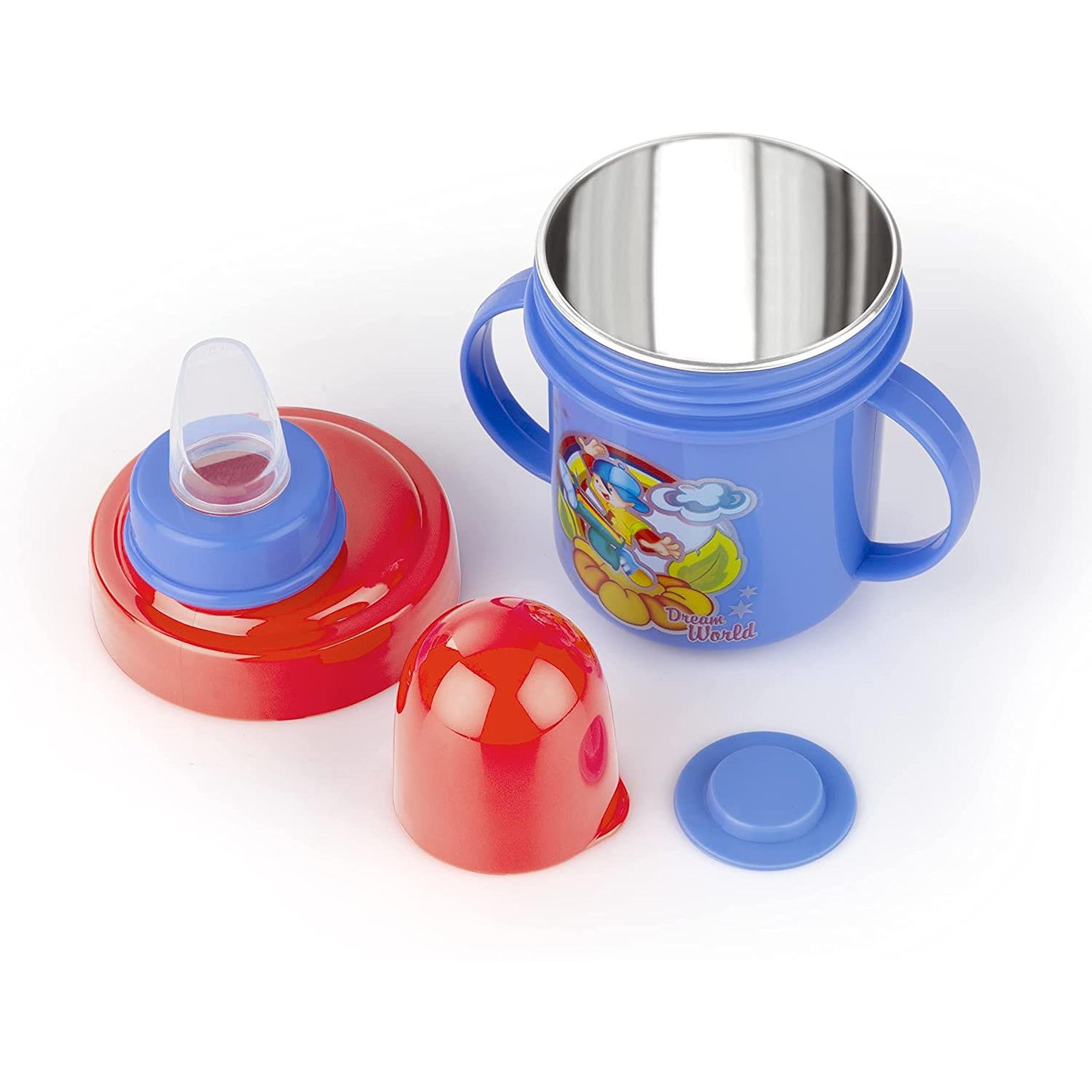 LASERBOT Stainless Steel Baby Spout Sipper Cup for Kids Age 3 Months to 18 Months 260 ML (Purple)-picture-5