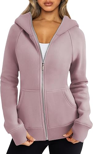 Trendy Queen Sudaderas con capucha y cremallera para mujer, chaquetas de vellón, talla extragrande, moda de otoño e invierno