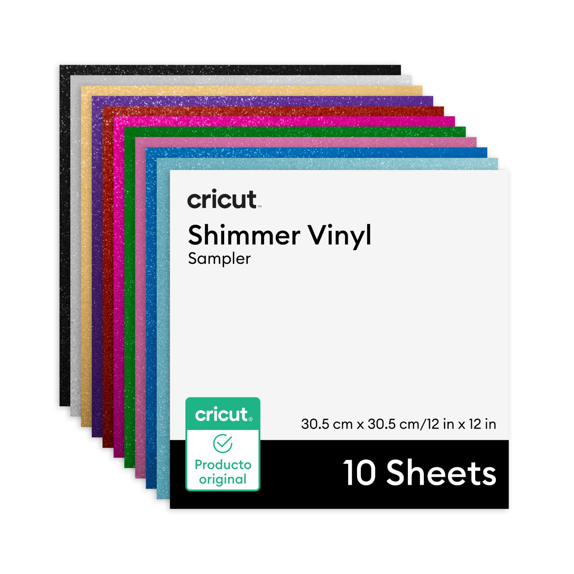 Cricut Vinilo brillante permanente, gama Party, 30,5 cm x 30,5 cm (12 in x 12 in), 10 uds.