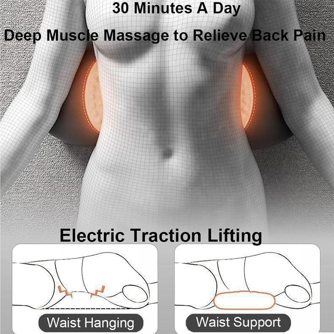 Theraback 3-in-1 Terapia per la Schiena, Sollievo Centrale 3 in 1 Massaggiatore per la Schiena, Stretcher per Schiena a Casa con Trazione, e a Alimentazione per Collo, Spalle e Schiene (Black)