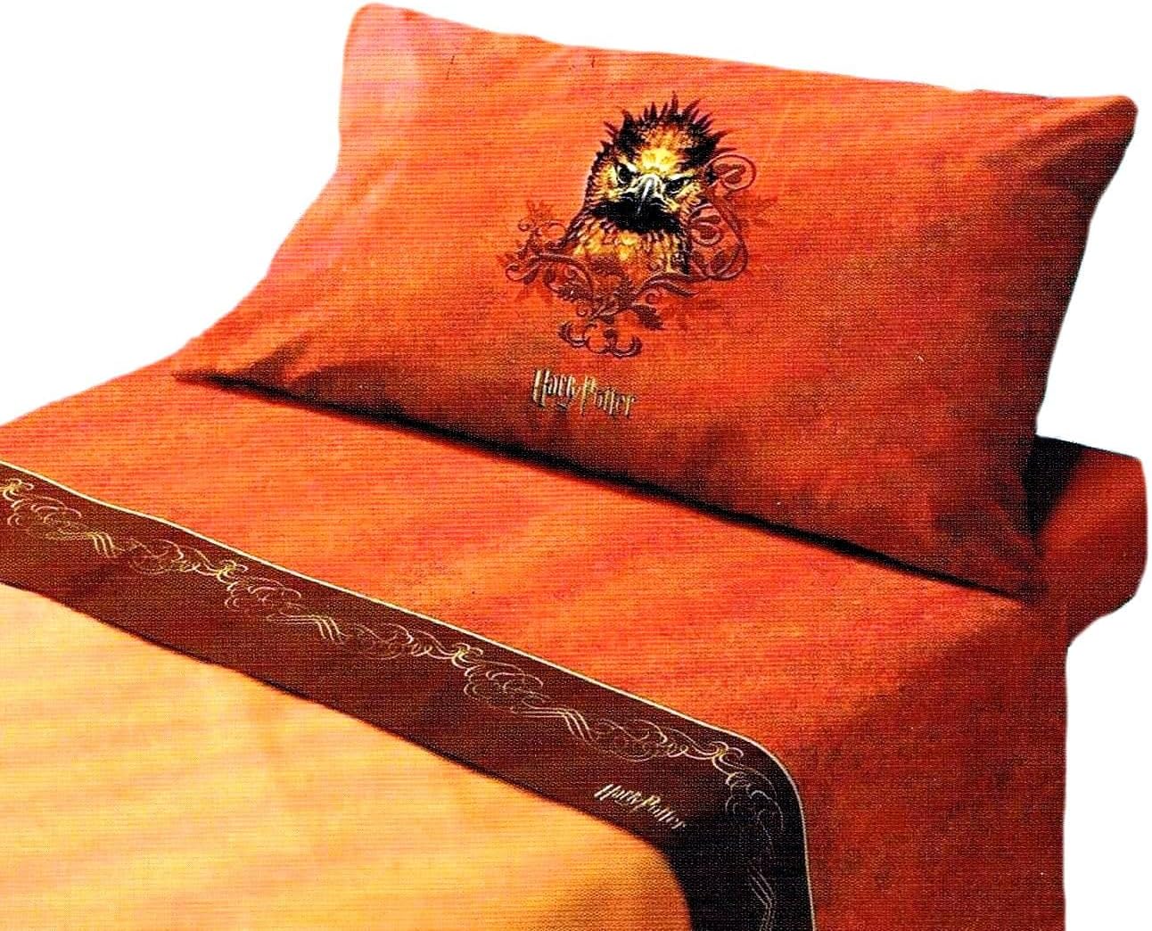 Harry Potter Fawkes Twin or XL Twin Flat Sheet & Pillowcase Set Imported from Italy