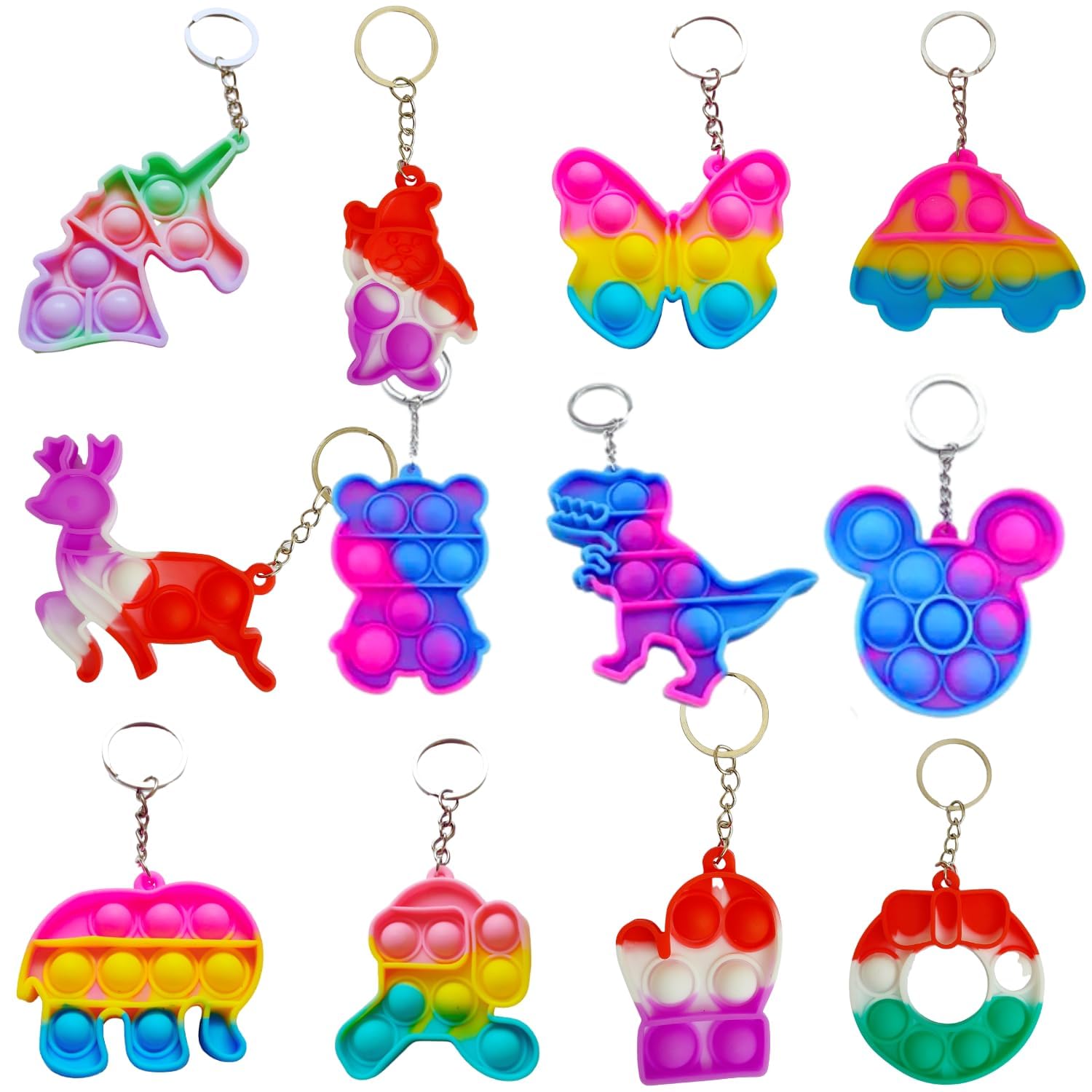 RoyalsRoyals Compact Silicone Popit Keychain Keyring Toy - Birthday Return Gift of Kids - Portable Bubble Popping Fun Stress Relief Fidget Toy-(Assorted,6pc)