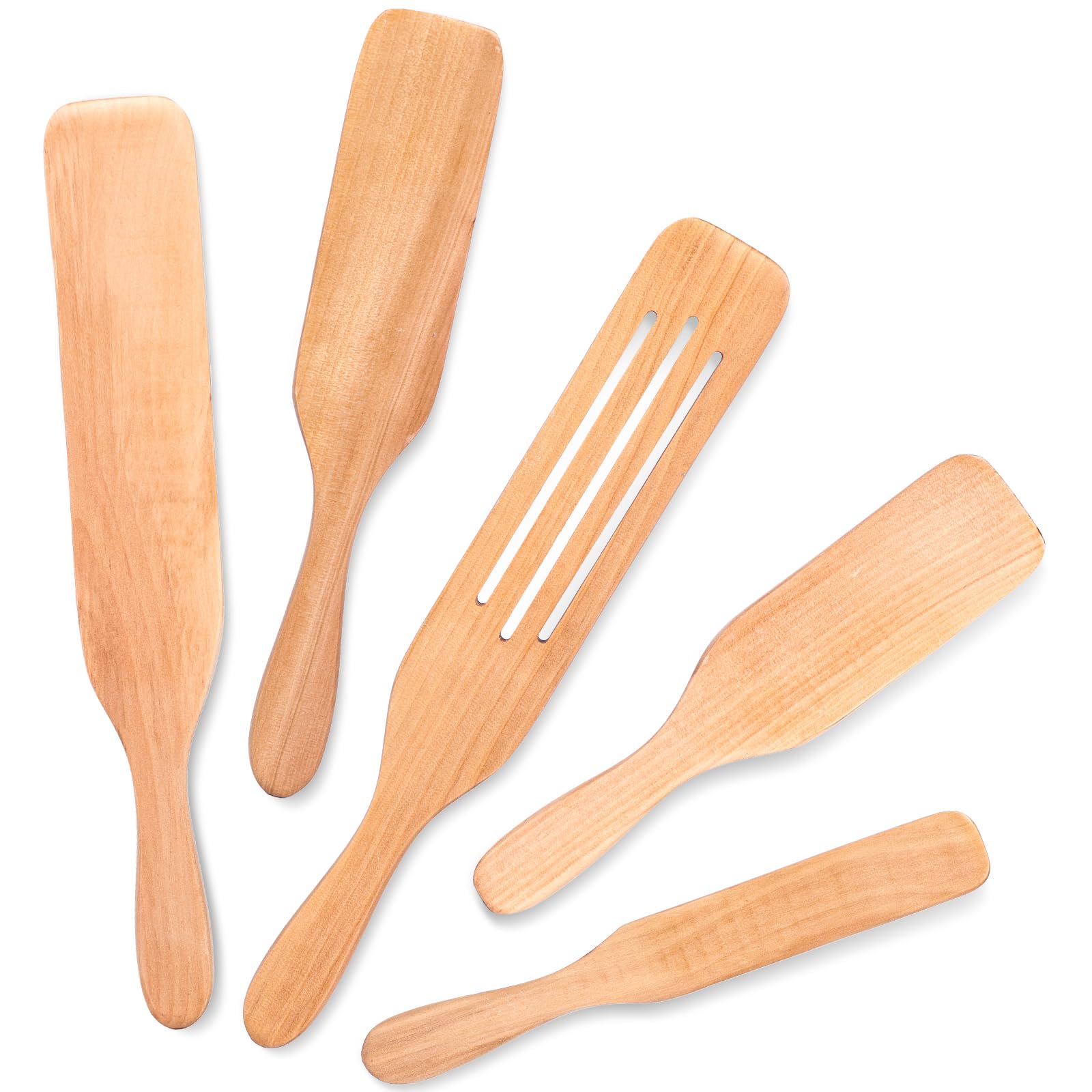 LOVEINUSA5PCS Wooden Spurtle Set, Assorted Sizes Spurtles Set for Cooking Wooden Cooking Utensils for Cooking Stirring Mixing Serving