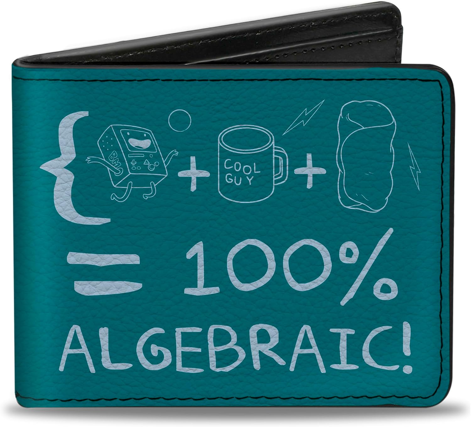 Buckle-Down Cartoon Network Wallet, Bifold, Adventure Time 100% Algebraic Formula Blue White, Vegan Leather