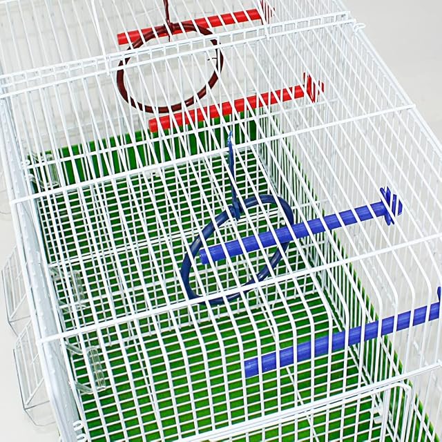 Foto 5 de 7 de DZL® Jaula para Pájaros (58X32X40CM) en Azul, Verde, Naranja y Blanco