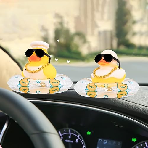 Miniatura 7 de wonuu Decoración de pato de goma para automóvil, adorno para tablero de automóvil, accesorios de decoración de tablero de automóvil, con mini anillo