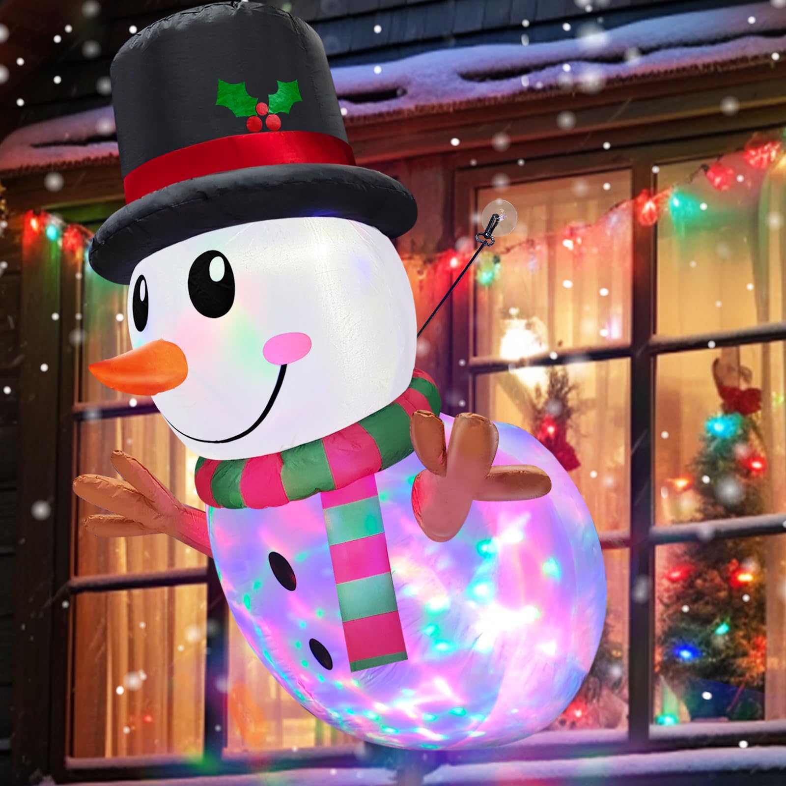 Bonhomme de neige gonflable Noël 1m20 avec lumières rotatives