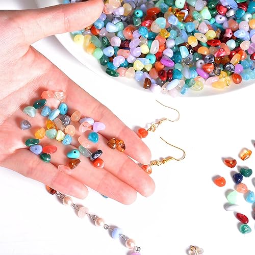 Miniatura 6 de Stino 1000 cuentas de cristal acrílico, colores mezclados, agujero de 0.047 in, forma irregular pequeña para hacer joyas de bricolaje