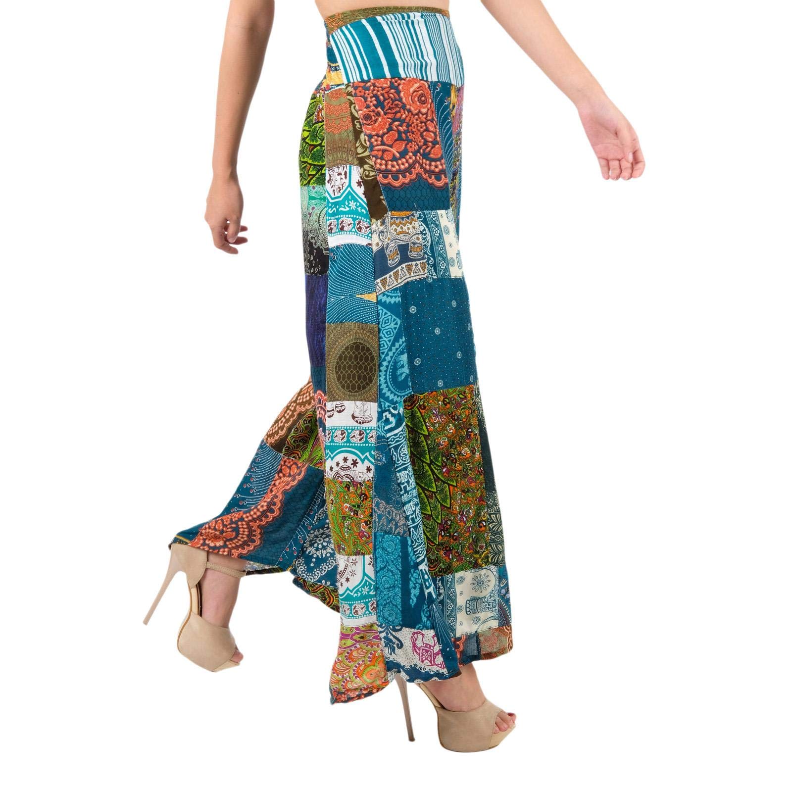 Lofbaz Pantaloni Palazzo Patchwork a Gamba Larga da Donna Pantaloni Yoga Harem