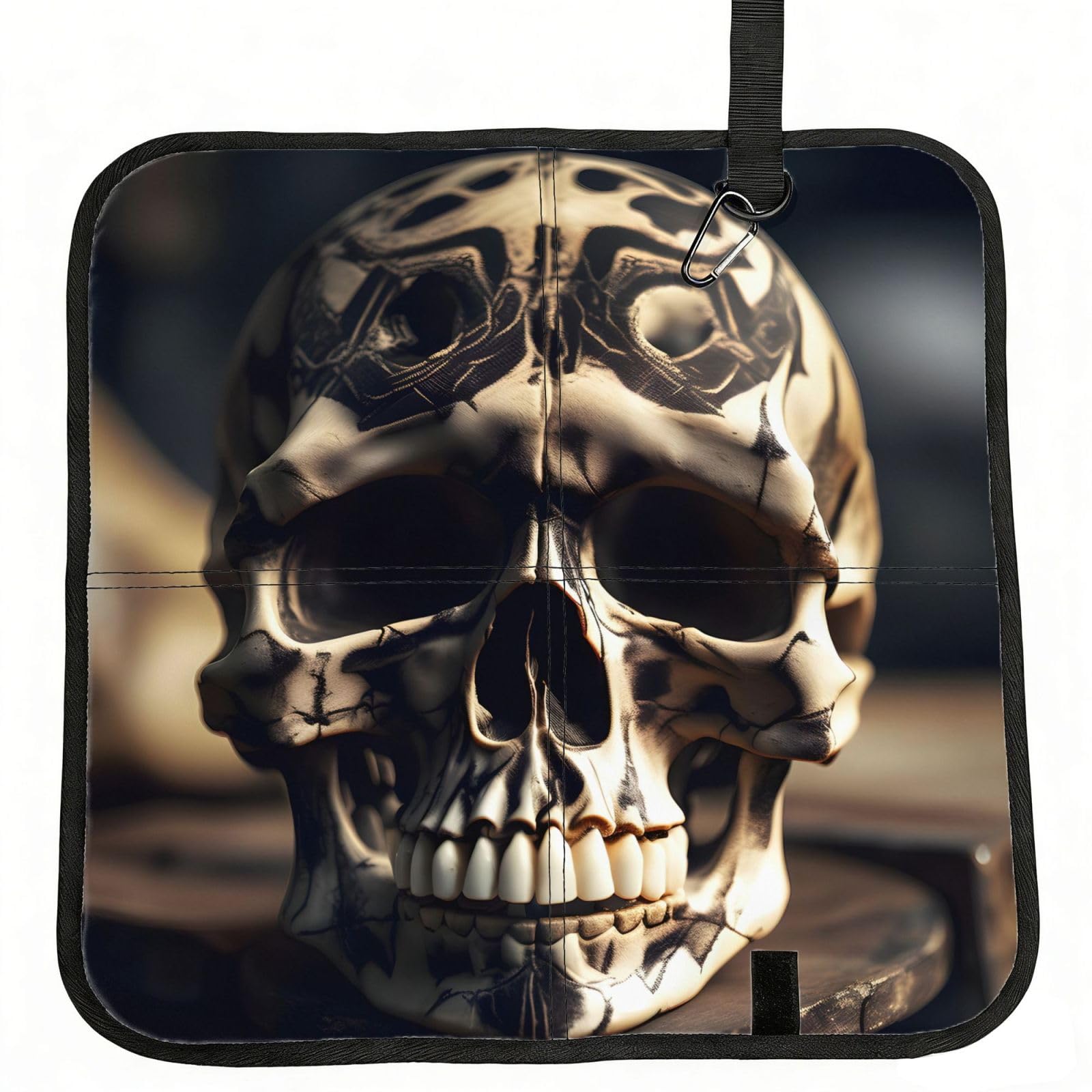 NImongt Skull Rock Roll Skeleton Bone Print Portable Chair Pad Foldable Seat Cushion Outdoor Seating Office Picnic Camping