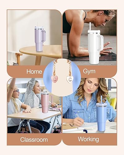 Miniatura 6 de OriJoy Accesorios de letras para Stanley Cup, 2 piezas con nombre de identificación y asa para vaso StanleySimple Moderno, Dijes de identificación