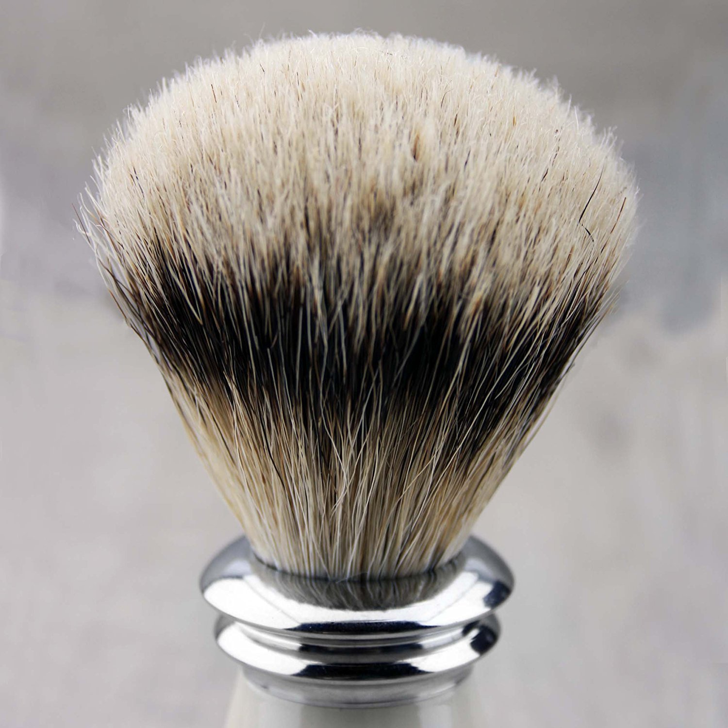 Set da 3 pezzi di rasatura color avorio – pennello da barba a punta argentata e doppio supporto in acciaio inox – regalo perfetto per uomini
