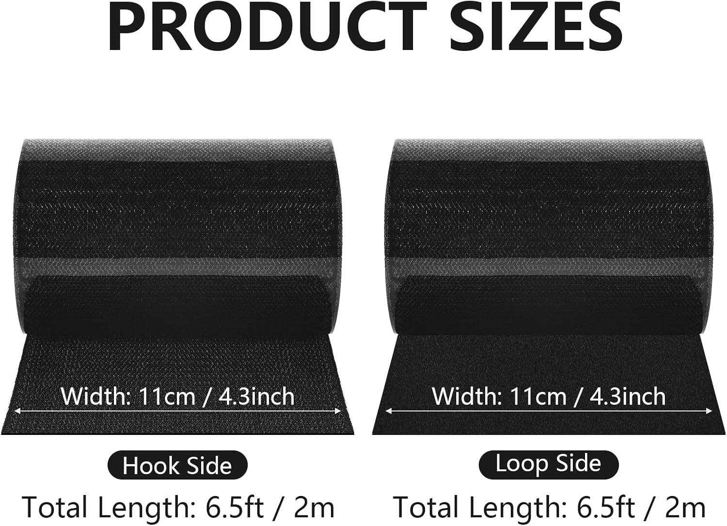 4.3 Inch x 6.5 Ft Heavy Duty Hook and Loop Tape Adhesive Non Slip Couch Cushion Pad Tapes, Nylon Hook and Loop Tape Picture Wall Hanging, Keep Couch Cushions from Sliding for Cushion, Carpets