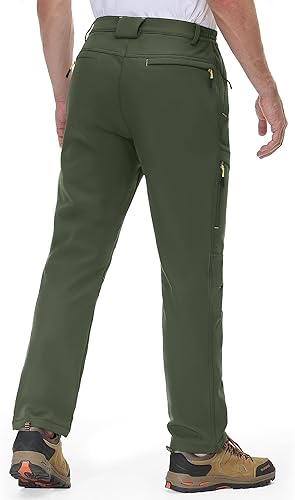 Miniatura 2 de MAGCOMSEN Pantalones de nieve para hombre, resistentes al agua, con forro polar, 5 bolsillos con cremallera, para invierno, snowboard, senderismo,