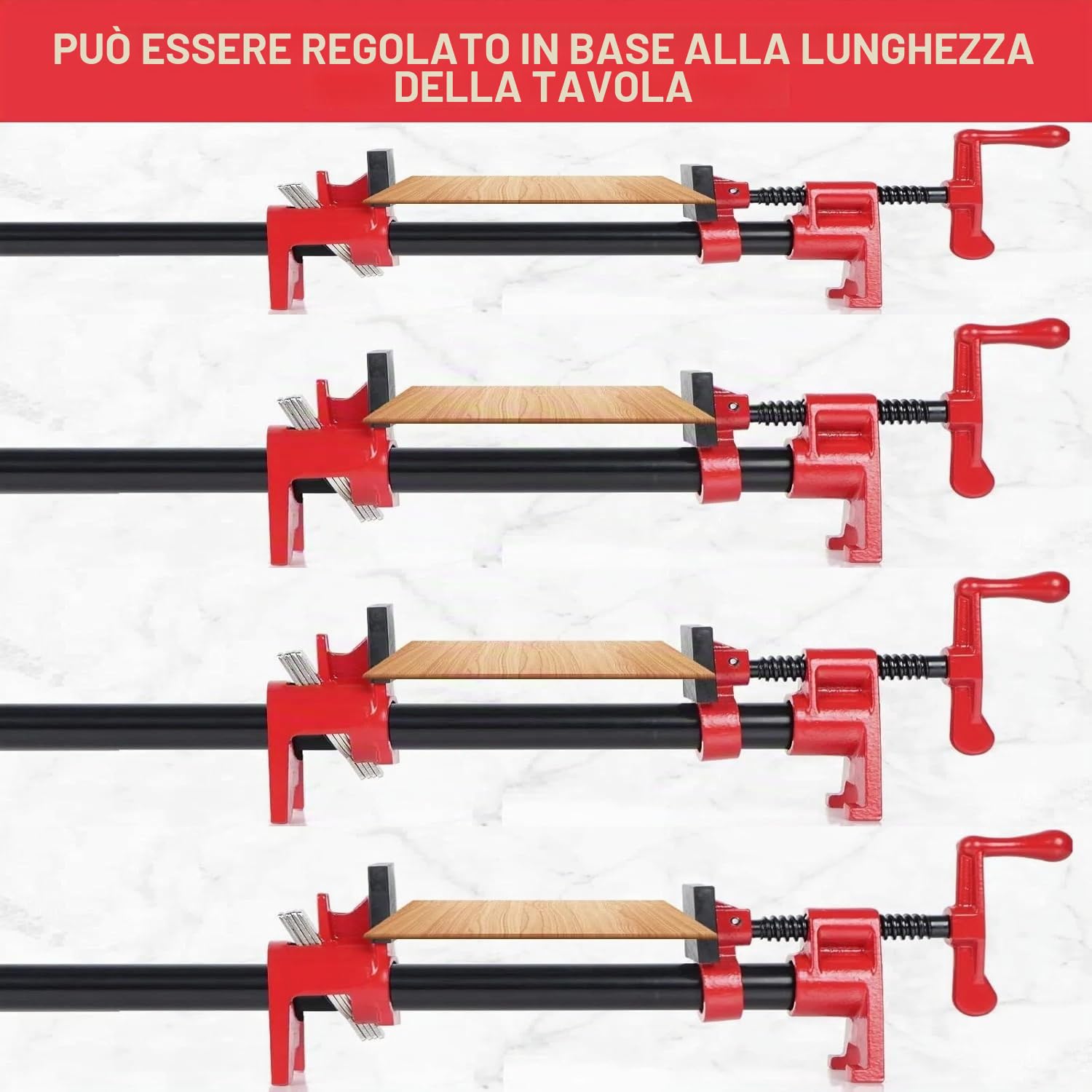INREPRO 4 pezzi 3/4" Set di Morsetti in Metallo per Legno, Morsetti per tubi per la Lavorazione del Legno, Morsetto a Sgancio Rapido per Tubi Filettati da 3/4"