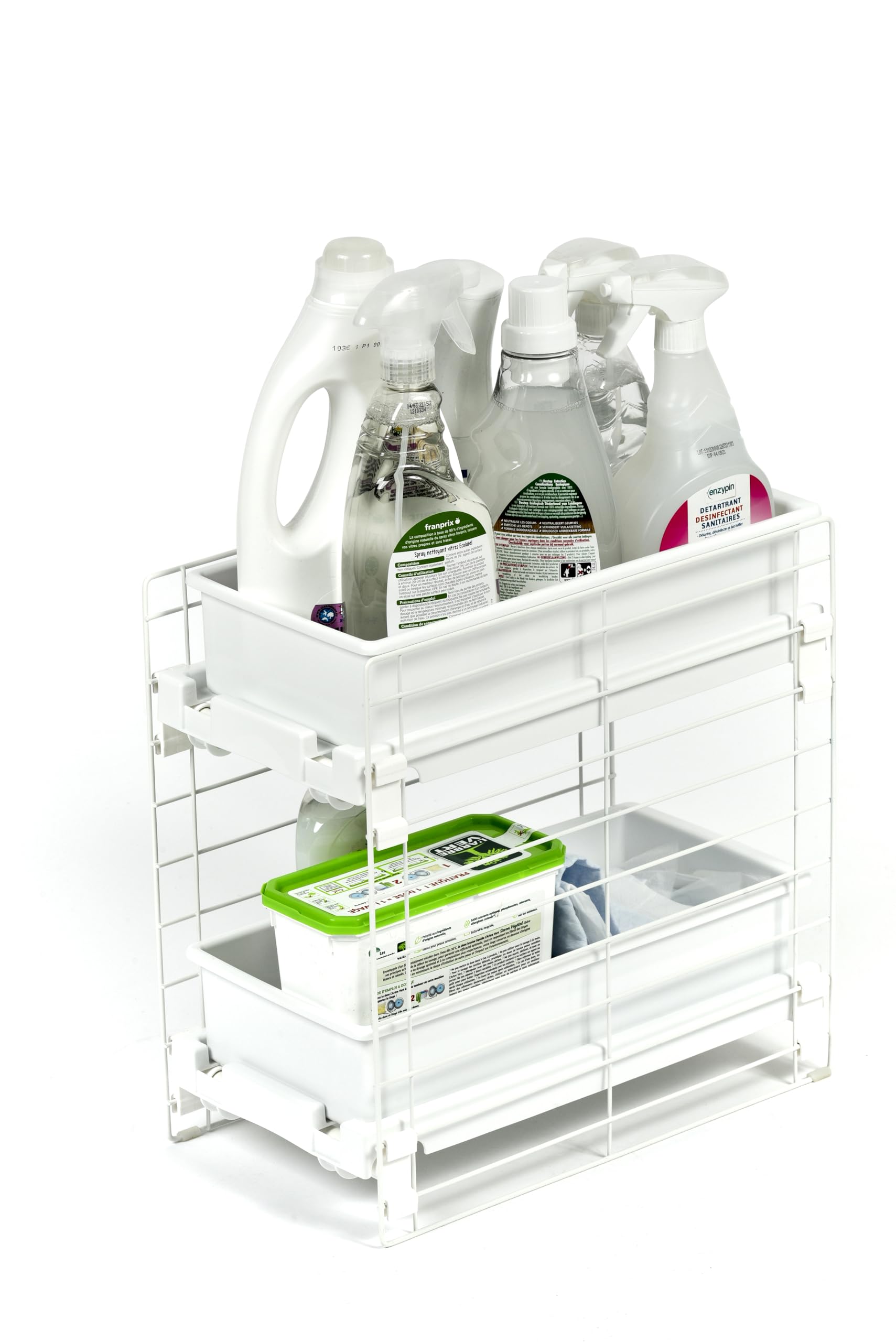 Iris Ohyama, Modular shelf, under sink, 2 sliding and removable drawers, non-slip feet, 22.5 x 39.5 x 39.5 cm, kitchen - Slide Tray Rack Slide Tray Rack UST-2V - White