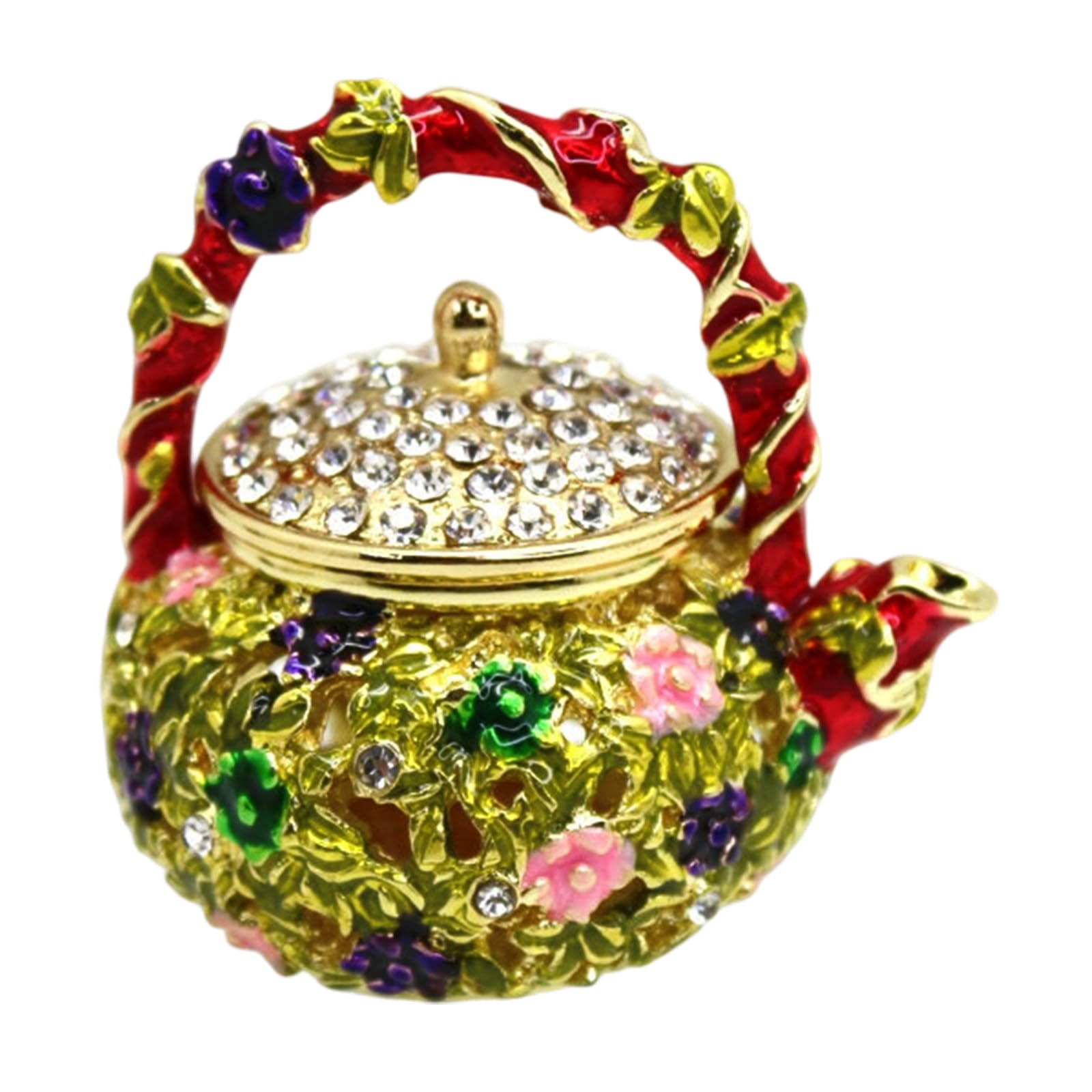 NRVTRE Unique Enameled Jewelry Box in Chinese Teapot Design for Giving Coating Jewelry Box