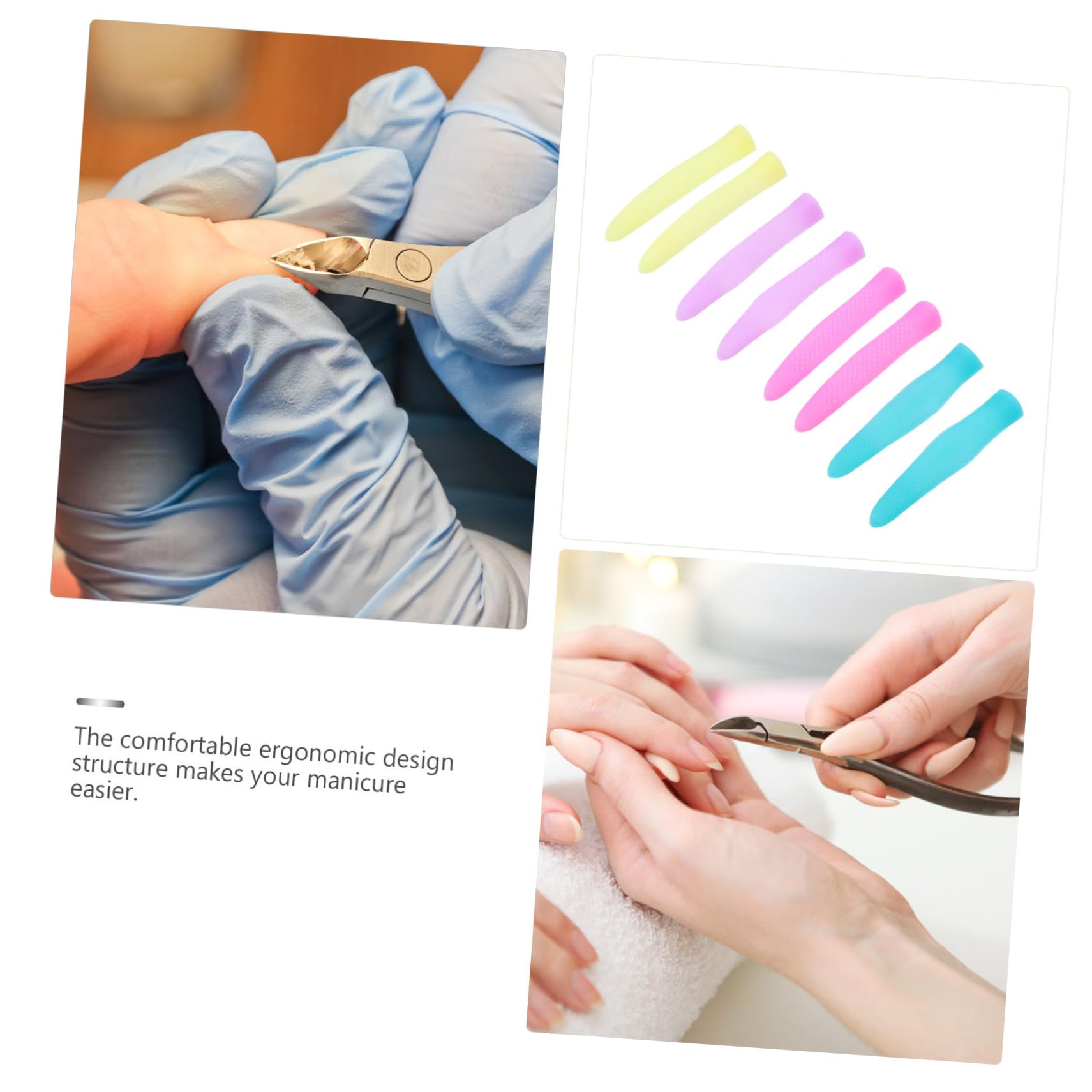 DOITOOL 4 Pairs Cuticle Trimmer Handle Covers Nail Cuticle Protector Silicone Sleeve Non-Slip for Home/Salon