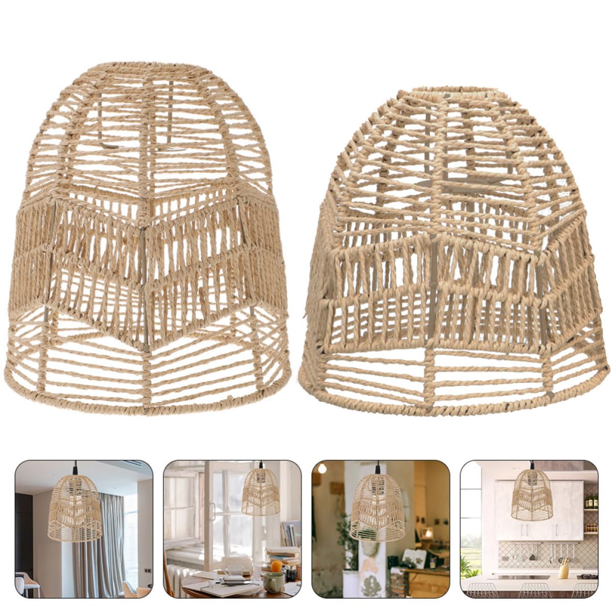 Paralume Intrecciato in Carta 2 Pezzi, Stile Semplice | Luce Decorativa Diffusa, Copertura Creativa per Soffitto, Metallo e Carta, Facile da Usare