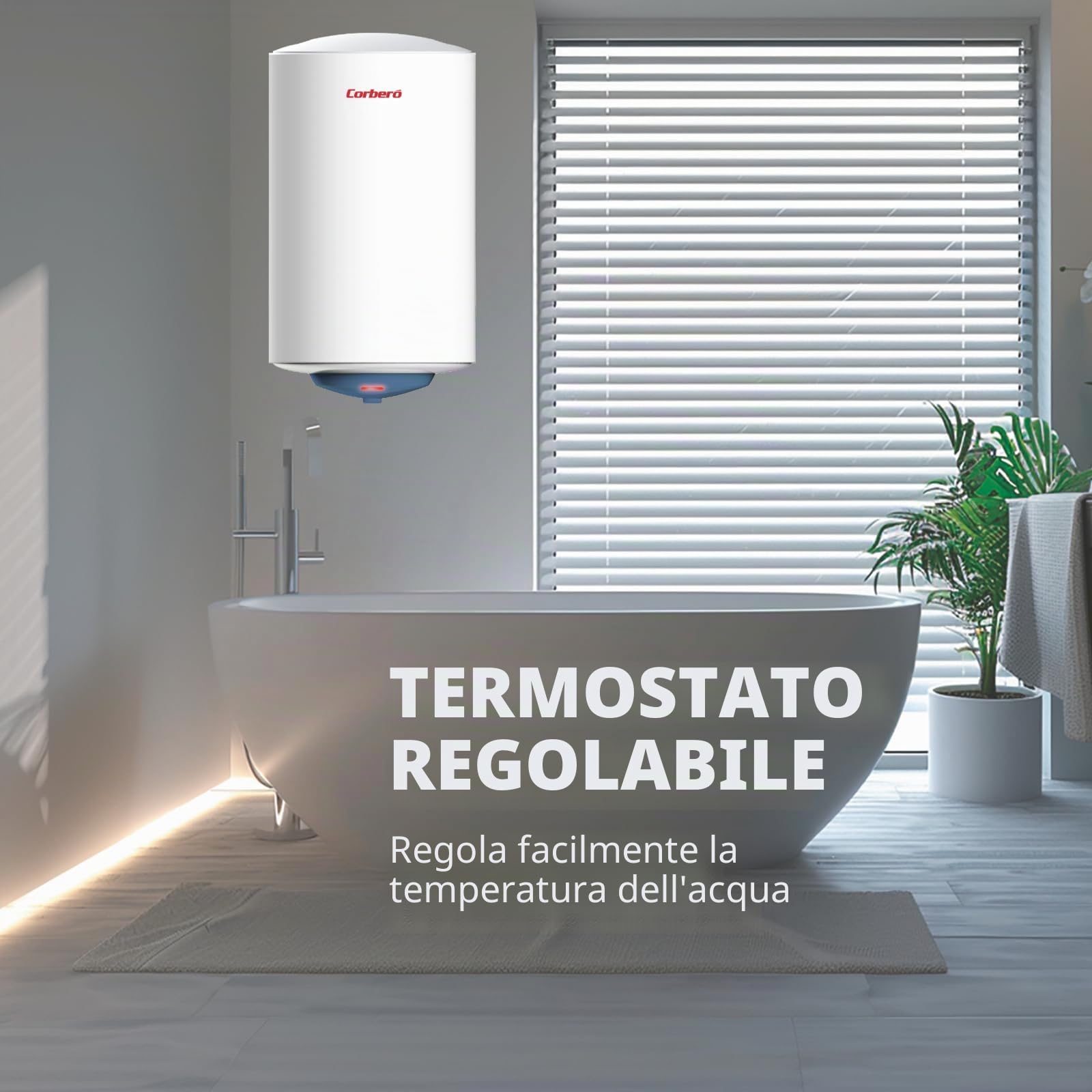 Corberó - Thermos elettrico CTMBA30 | 30 L | Installazione verticale | Resistenza schermata | Termostato regolabile | Protezione anticorrosione