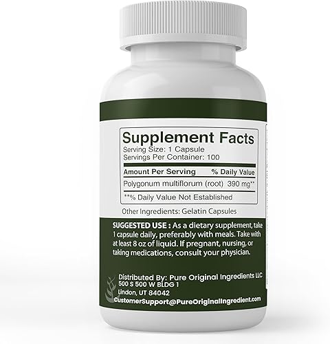 Miniatura 4 de Pure Original Ingredients Fo-Ti (He Shou Wu), (100 cápsulas) siempre puro, sin aditivos ni rellenos, verificado por laboratorio