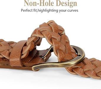 WHIPPY Women Braided Belt Skinny Casual Soft Faux Leather Woven Belt for Jeans Pants