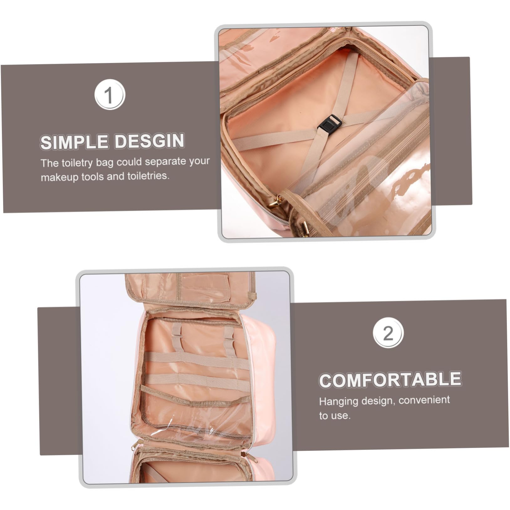 Neceser de Viaje Colgante y Asa Múltiples Compartimentos Bolsa de Cosméticos en PU Adecuado para Viaje para Mujer y Uso Exterior