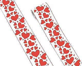 FLFK Mirror Border Peel and Stick - Red Heart Pattern Wallpaper Borders Decal Trim 4