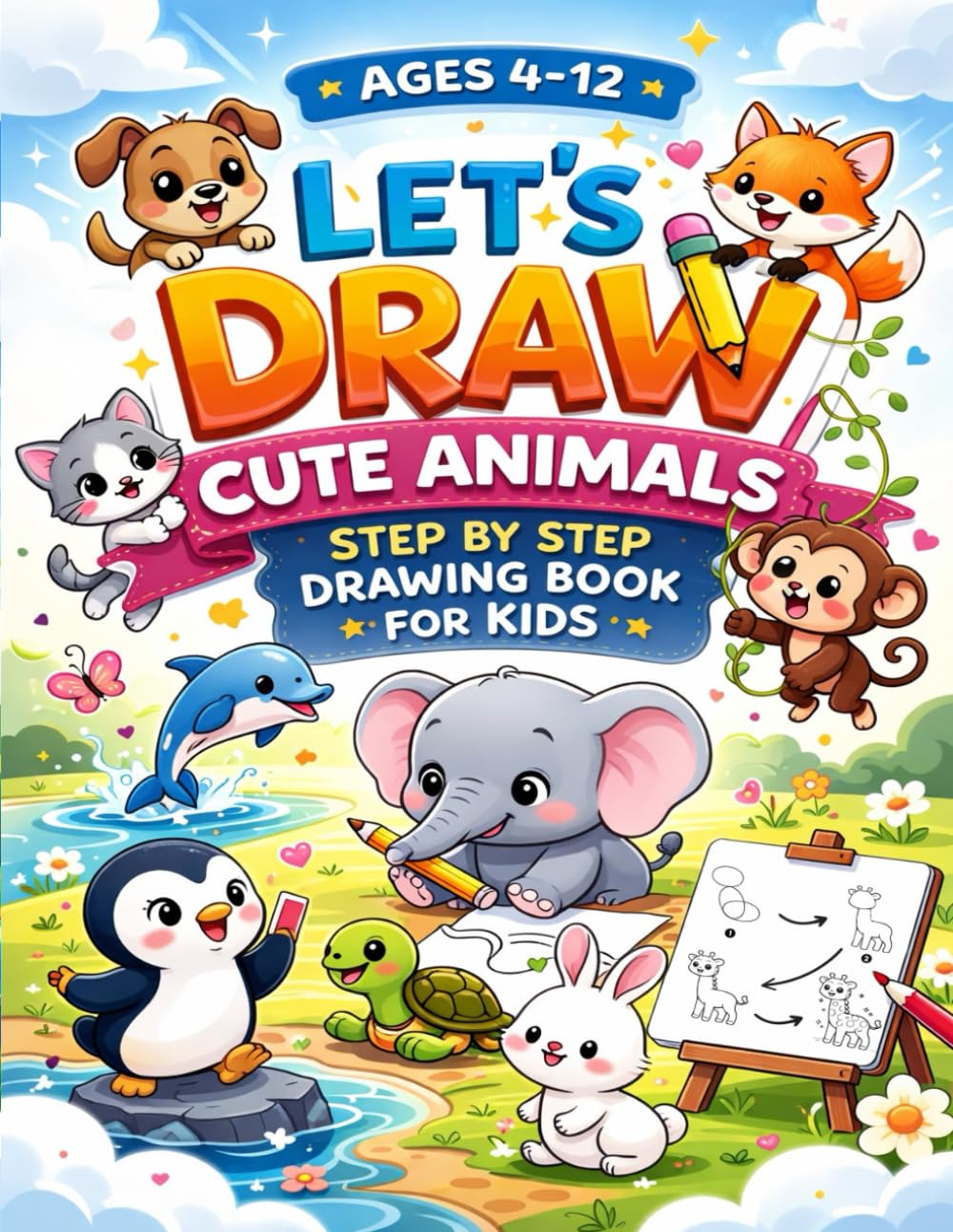 How to Draw Cute Animals Book For Kids Aged 4-12: Step-by-Step Drawing Kawaii Animals With Fun Facts For Kids!