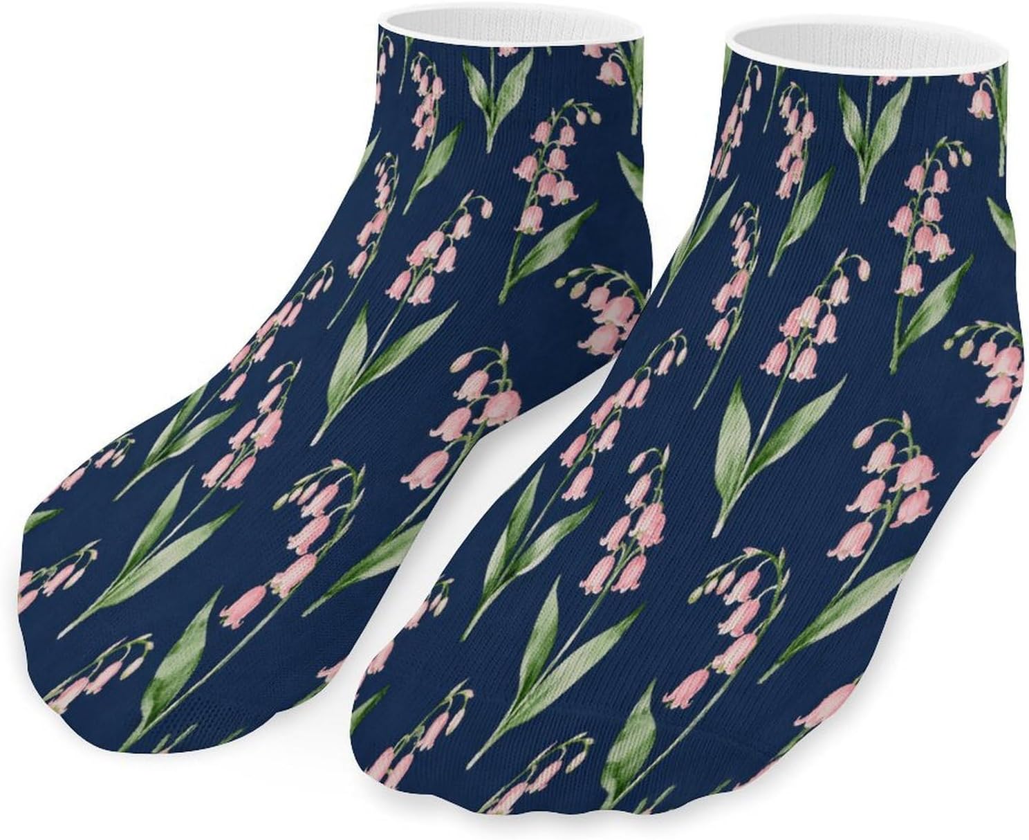 Pink Bluebell Crew Sock for Men Women Funny Novelty Socks Athletic Ankle Socks Comfort Soft Low Cut Tab Sock 5 Pairs