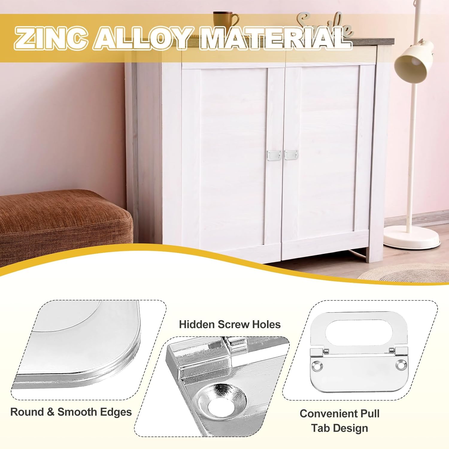 PATIKIL 2.9 Inch (75mm) Flush Ring Pull 2 Pcs Low Profile Drawer Pull Zinc Alloy Flip Drawer Handle with Screws for Furniture Closets Dressers, Silver