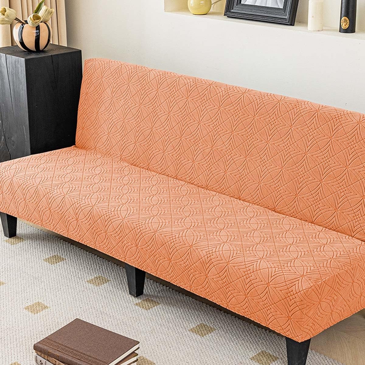 Housse de canapé futon sans accoudoirs 190 cm extensible et lavable