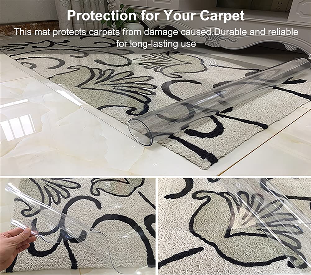 Transparenter Vinyl-Teppichläufer, rutschfest, wasserdicht, Bodenmatten für Hartholzböden, Teppichschoner in 80 cm, 100 cm, 120 cm, 140 cm, ideal für Zuhause und Büro