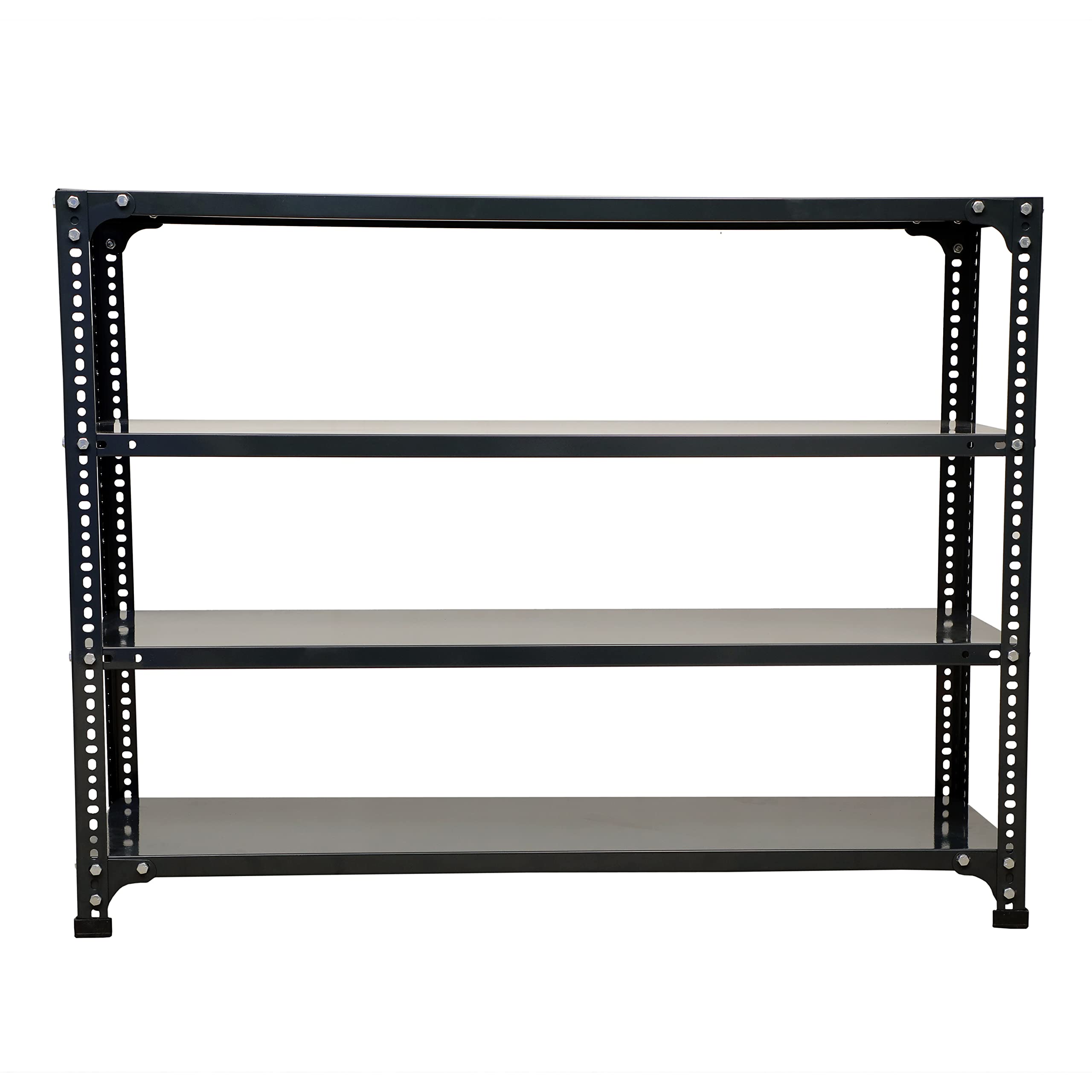Mil-Nil Prime CRC Sheet 4 Shelf 22 Gauge Multipurpose Slotted Angle Rack | Adjustable Shelf Hight Rack for Home & Kitchen (36x47x12 Inch, 15.2 Kg, Grey) 16 Gauge Angles-image-14