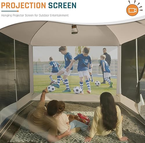 Miniatura 6 de Tienda de campaña Screen House de 13 x 9 pies de malla con 2 puertas magnéticas, pantalla de proyección incluida, tienda de campaña protegida