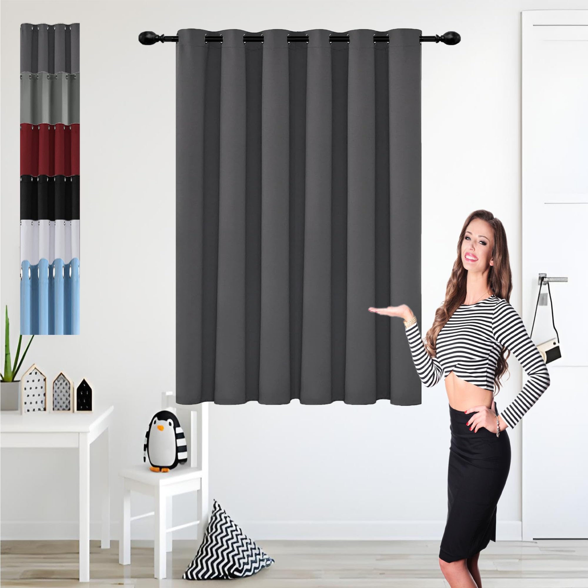 Tende Camera da Letto Oscuranti 230 x 165 cm Isolamento e Blocco Della Luce Tenda Oscurante Termico Tenda Insonorizzata a Freddo e Termoisolante Adatto per La Cucina, Grigio Scuro