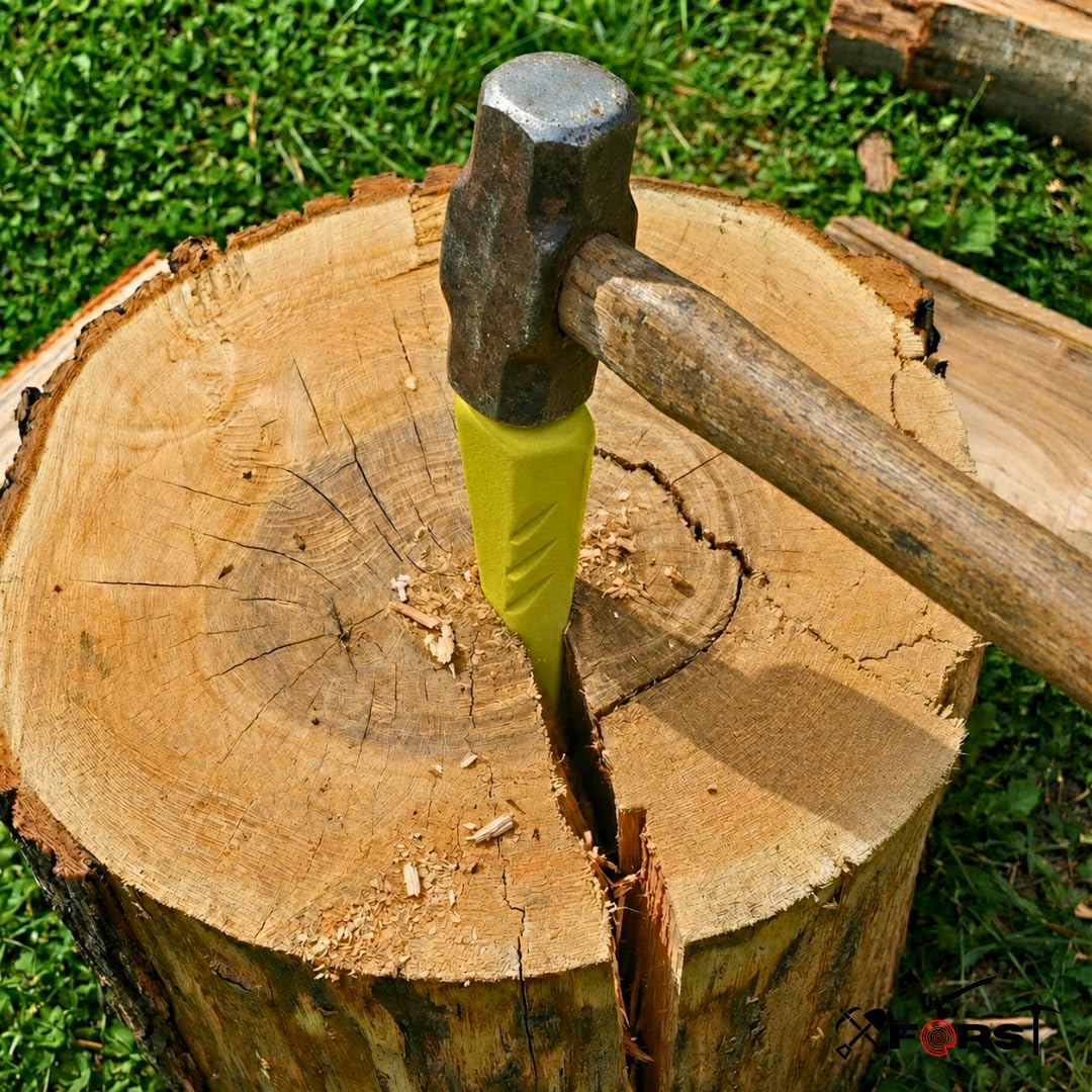 Xforst Coin à Fendre Hélicoïdal Jaune Haute Visibilité – Coin Éclateur Bois en Acier Forgé Plein 2,25 kg / 21 cm – Bois de Chauffage, Bois Dur, Travaux Forestiers – Version Coin Seul – SK5J