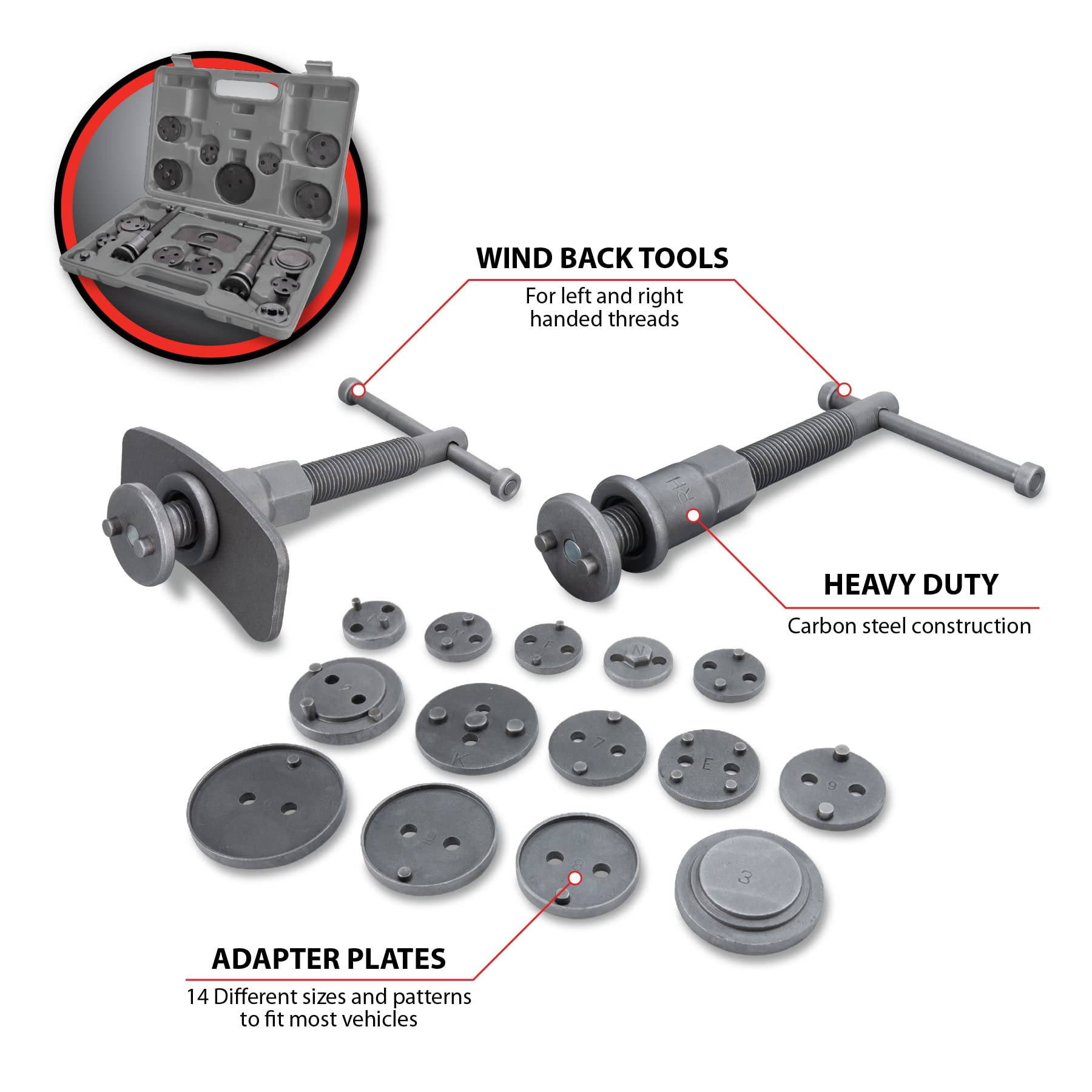 Amazon.com: Performance Tool W89202 18pc Brake Caliper Wind Back