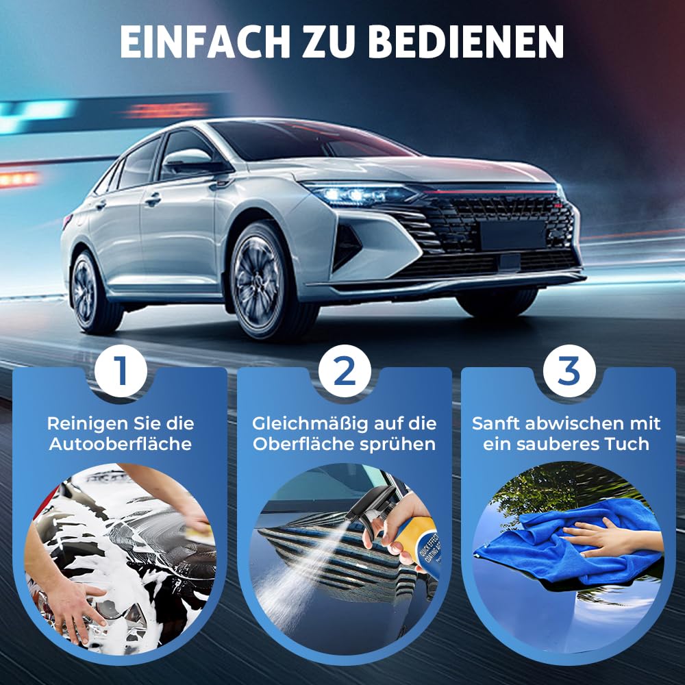 Polish Voiture, Nettoyage Voiture, Crème polish lustrante Ultimate, Brillant Longue Durée, Protection de Revêtement Coating Spray avec Chiffon Microfibre et éponge (1pcs) - 3