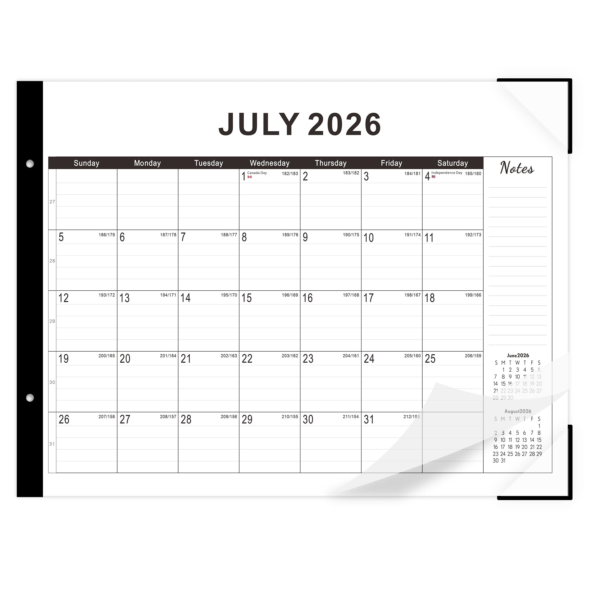 Duży kalendarz biurkowy 2025-2026, 18 miesięcy styczeń 2025 - czerwiec 2026, podkładka na biurko 56 cm x 43 cm