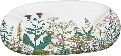 Miniatura 3 de Mantel ovalado ajustable, mantel de poliéster elástico con flores, flores y hojas en primavera, jardín, margaritas, rosas, hortensias, se adapta a