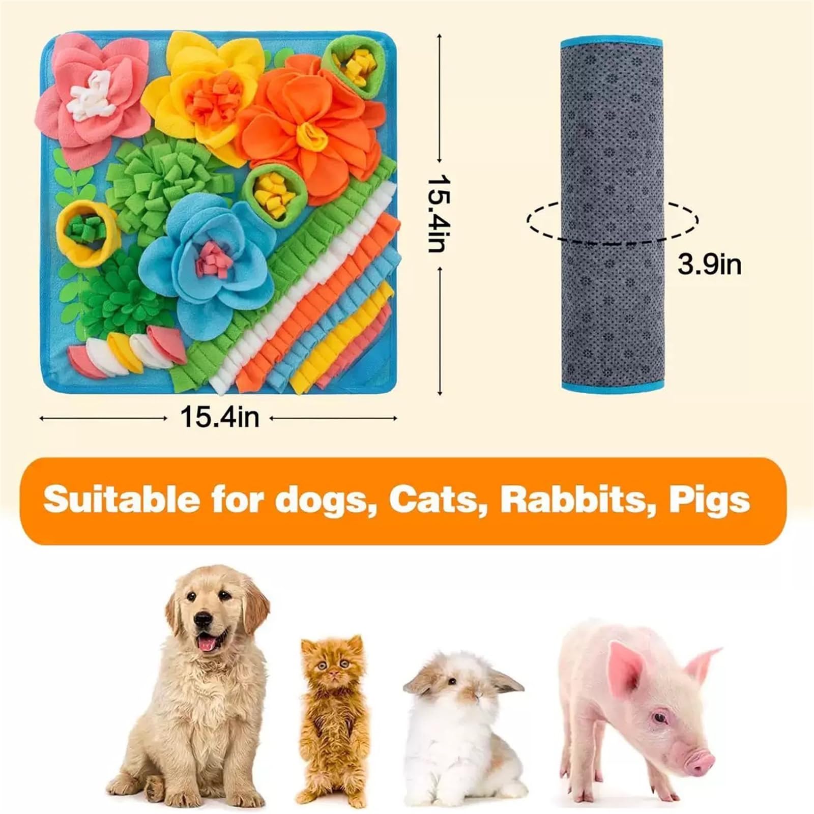 Snuffle Mat for Dogs Pet Slow Feeding Mat Dog Snuffle Mat Puppy Slow Feeding Training Mat Pet Smell Training Dog Toy Encourages Natural Foraging Skills and Slow Eating (blue - Image 2