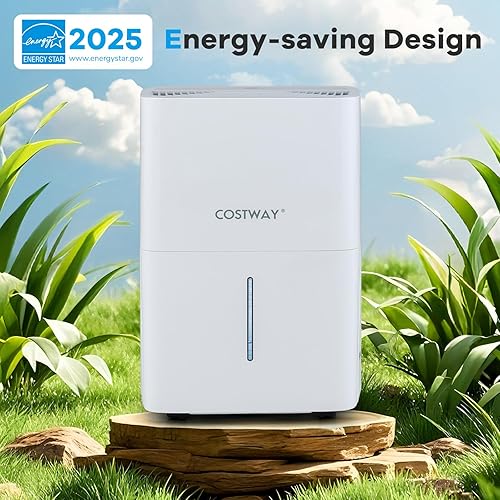 Miniatura 2 de COSTWAY Deshumidificador Energy Star de 65 pintas, 5000 pies cuadrados, deshumidificador portátil grande para sótanos con 2 modos y 3 velocidades de