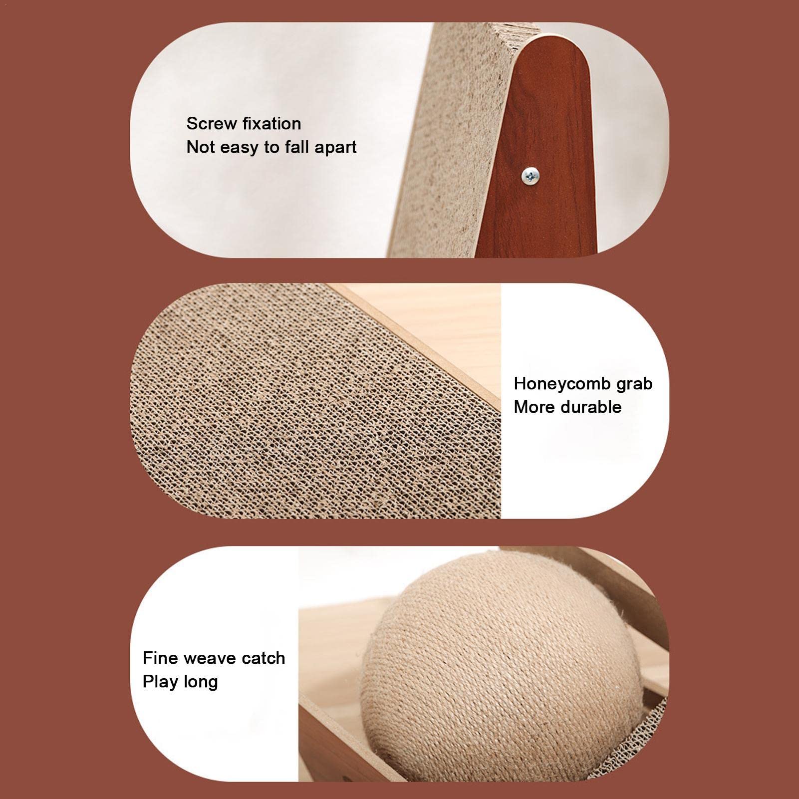 3 Almohadillas para rascar Gatos,Rascador para cartón | Pelota para rascar sisal Natural, cartón para rascar Gatos para Gatos pequeños y medianos