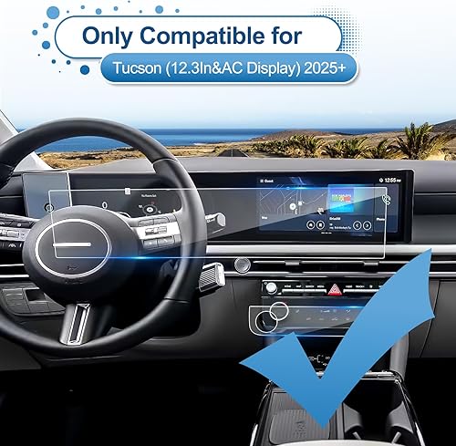 Miniatura 29 de Protector de pantalla Tucson 2022 2023 2024 para Hyundai Tucson (XRT/N Line/Limited/SEL Convenience/SEL) Pantalla táctil de 10.25 pulgadas, vidrio