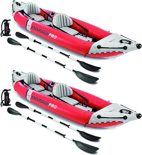 INTEX 68309EP Excursion Pro K2 Juego de kayak inflable: incluye paletas de kayak de lujo de 86 pulgadas y bomba de alto rendimiento - PVC superTough